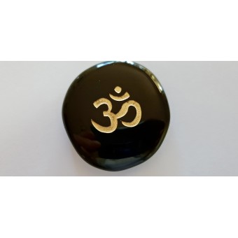 Black Obsidian Namestone OM Symbol Black Obsidian Namestone OM Symbol
