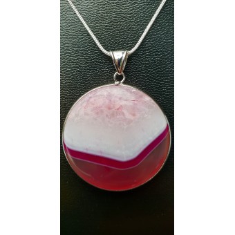 Agate - Pink Pendant - 35mm diam Agate - Pink Pendant - 35mm diam