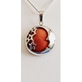 Brown Goldstone Pendant - Moon and Stars - 20mm