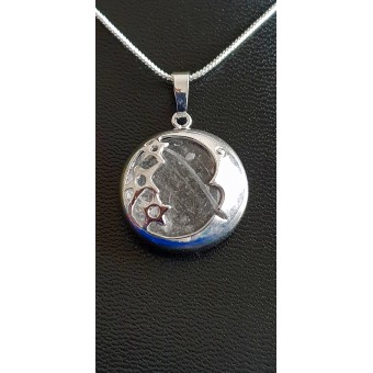 Clear Quartz Pendant - Moon and Stars - 20mm