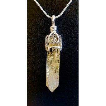 Citrine Pendant Point - fancy clasp - 35mm