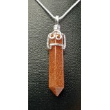 Brown Goldstone Pendant Point - fancy clasp - 35mm