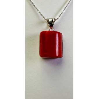 Red Coral Pendant - 15mmHx15mmW