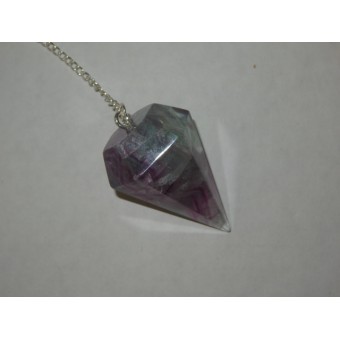 Faceted Pendulum in Rainbow Flourite  24x45mm