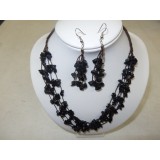 Necklace and Earings Set Black Obsidian