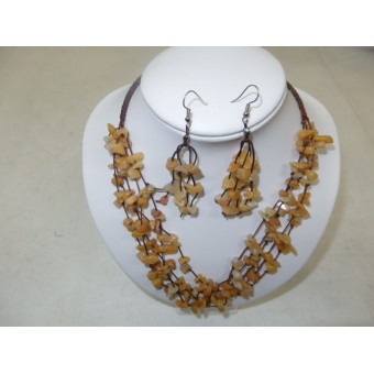 Necklace and Earings Set Peach Aventurine