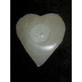 White Selenite - Candle Holder HEART 110mm wide 50mm thick