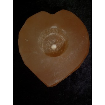 Peach Selenite - Candle Holder Heart 11x11cm