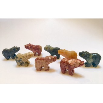 Soapstone Carving - Bear - various colours 