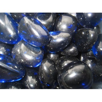 Obsidian Blue  Tumbled A 20x30mm   200 GRAMS