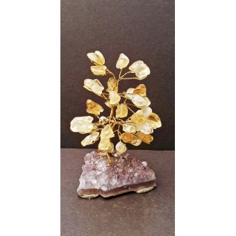 Citrine on Amethyst base - Gemstone Tree - 120mmHx75mmW