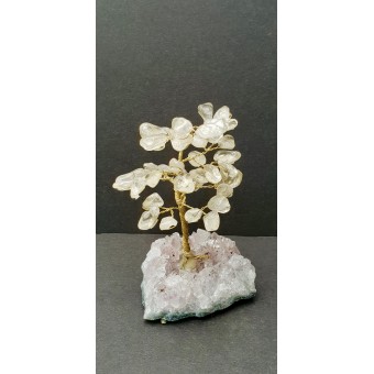 Clear Quartz on Amethyst base - Gemstone Tree - 120mmHx75mmW Clear Quartz on Amethyst base - Gemstone Tree - 120mmHx75mmW
