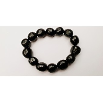 Black Tourmaline Tumble Stone Bracelet - 14mm Black Tourmaline Tumble Stone Bracelet - 14mm