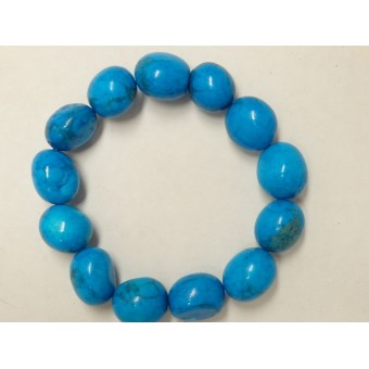 Howlite - Oval Tumble Stone Bracelet - Blue dyed - 14mm