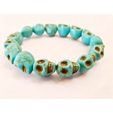 Howlite Skull Bracelet - Blue dyed - 10mm Howlite Skull Bracelet - Blue dyed - 10mm