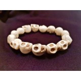 Howlite Skull Bracelet - Natural - 10mm Howlite Skull Bracelet - Natural - 10mm