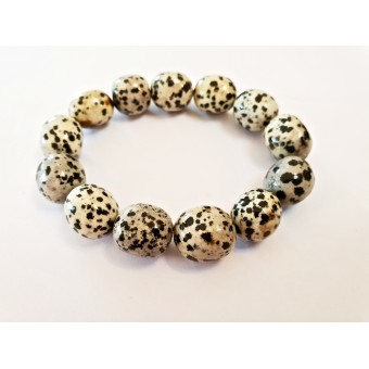 Dalmation Jasper - Oval Tumble Stone Bracelet - 14mm Dalmation Jasper - Oval Tumble Stone Bracelet - 14mm