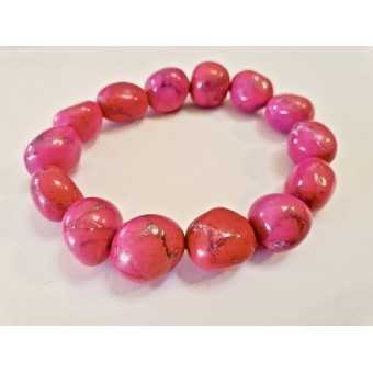 Howlite - Oval Tumble Bracelet - Pink dyed - 10mm
